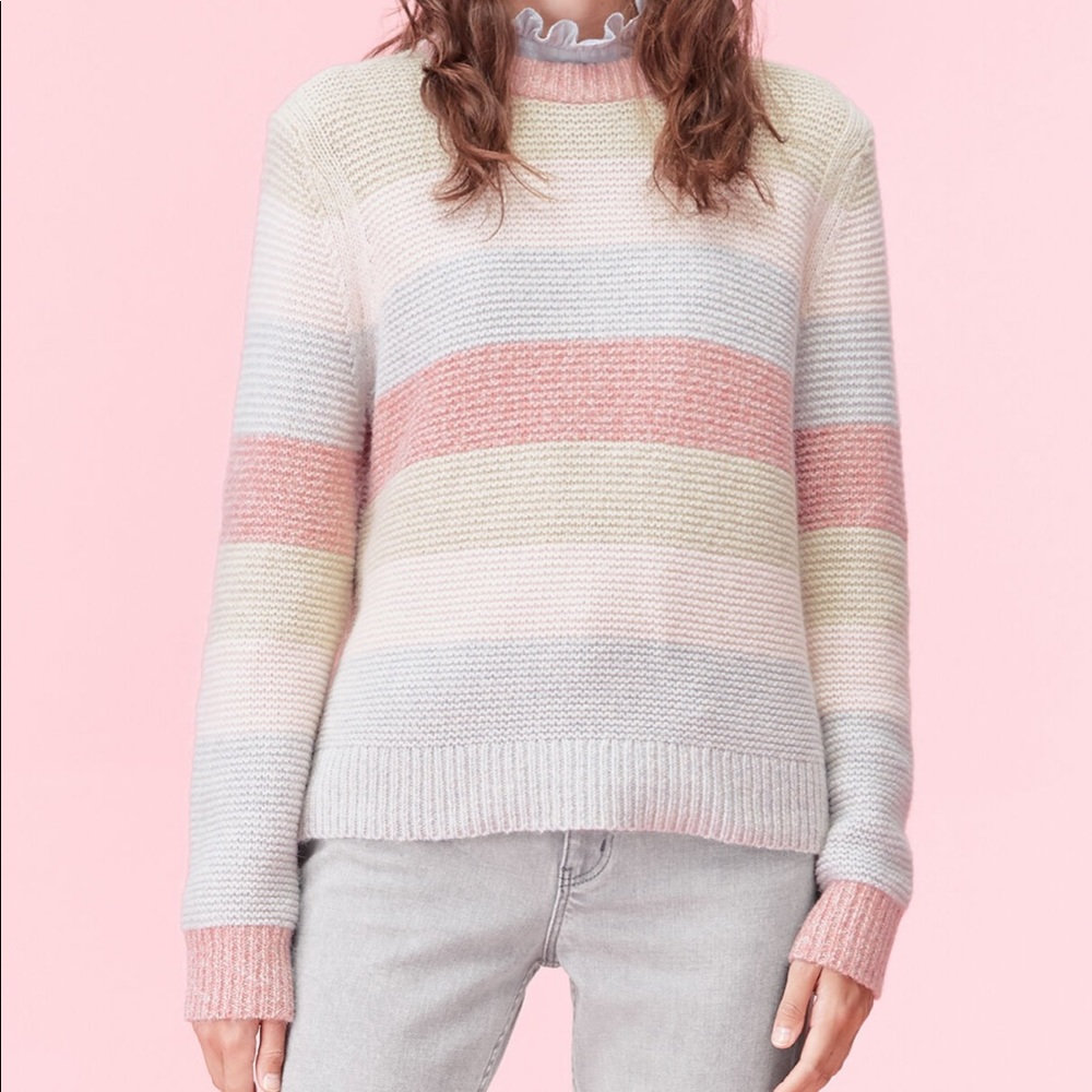 La Vie By Rebecca Taylor Pastel Striped Merino Sweater
